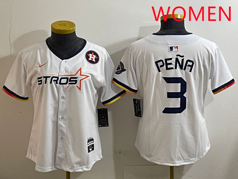 Women Houston Astros #3 Pena White three generations Joint Name Nike 2025 MLB Jersey style 10